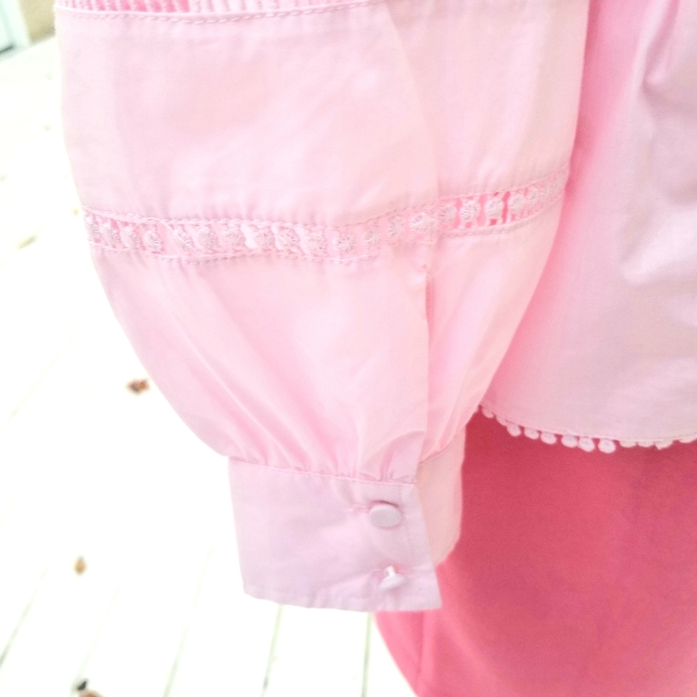 🆕️ J Crew Crocheted Lace Ruffle Top pink - Picture 6 of 7